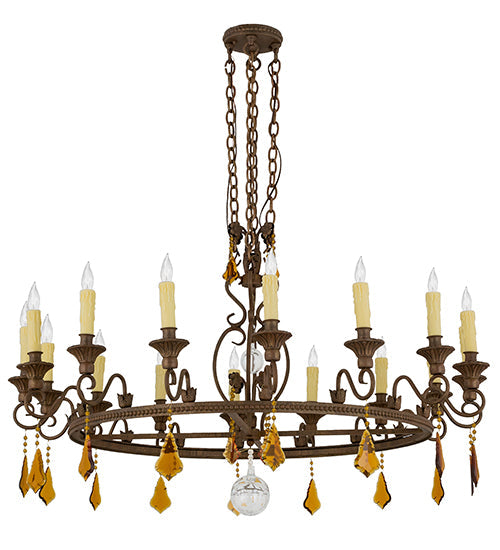 Meyda Lighting Peak 48" 16-Light Cortez Gold Chandelier With Ivory Faux Candlelight