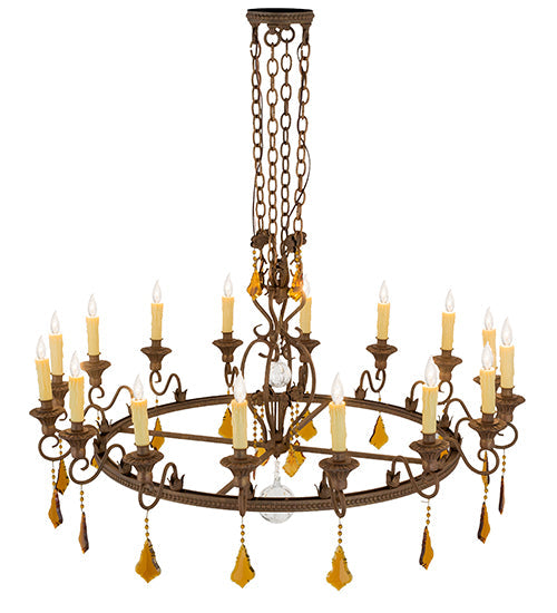 Meyda Lighting Peak 48" 16-Light Cortez Gold Chandelier With Ivory Faux Candlelight