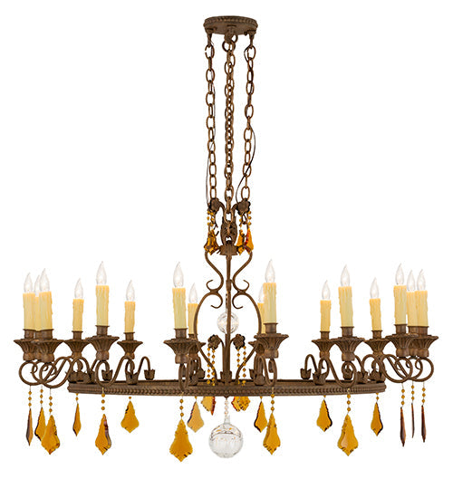 Meyda Lighting Peak 48" 16-Light Cortez Gold Chandelier With Ivory Faux Candlelight