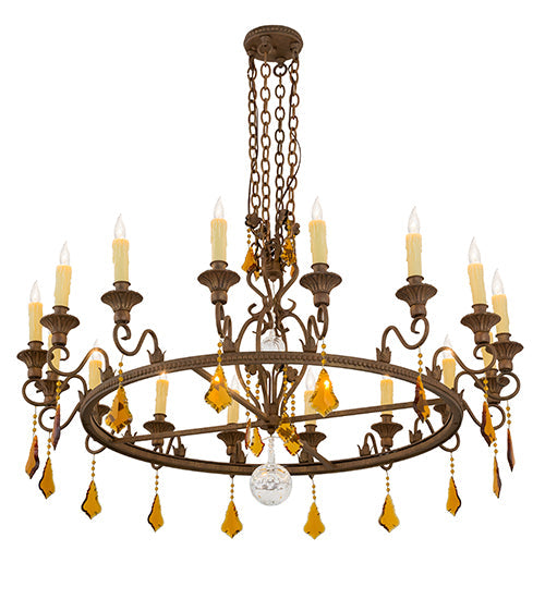 Meyda Lighting Peak 48" 16-Light Cortez Gold Chandelier With Ivory Faux Candlelight