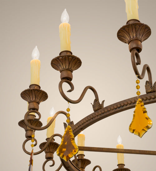 Meyda Lighting Peak 48" 16-Light Cortez Gold Chandelier With Ivory Faux Candlelight