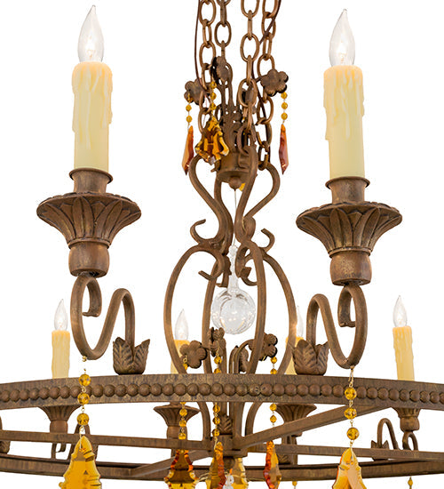 Meyda Lighting Peak 48" 16-Light Cortez Gold Chandelier With Ivory Faux Candlelight