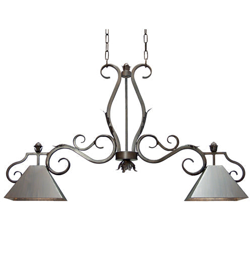 Meyda Lighting Pedra 48" 2-Light French Bronze Island Pendant Light With Bronze Shade