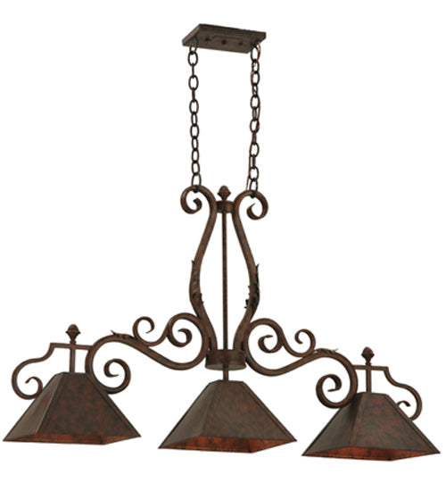 Meyda Lighting Pedra 48" 3-Light Antique Rust Island Pendant Light