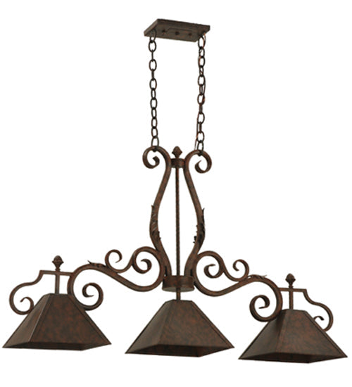 Meyda Lighting Pedra 48" 3-Light Antique Rust Island Pendant Light