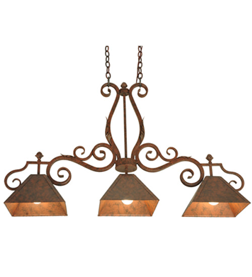 Meyda Lighting Pedra 48" 3-Light Antique Rust Island Pendant Light
