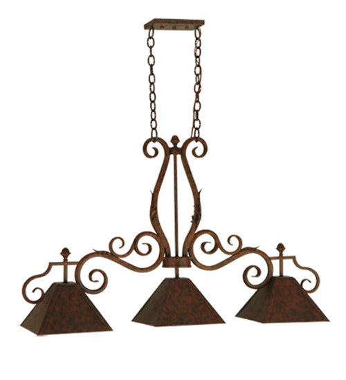 Meyda Lighting Pedra 48" 3-Light Antique Rust Island Pendant Light
