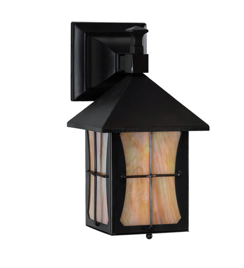 Meyda Lighting Pelham Manor 6" Craftsman Brown Wall Sconce With Beige Iridescent Shade Glass