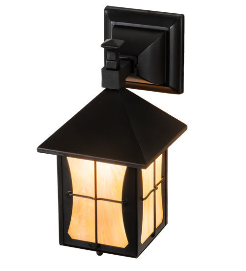 Meyda Lighting Pelham Manor 6" Craftsman Brown Wall Sconce With Beige Iridescent Shade Glass