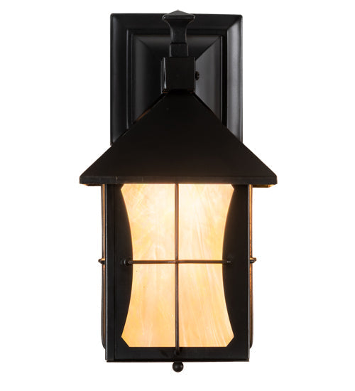 Meyda Lighting Pelham Manor 6" Craftsman Brown Wall Sconce With Beige Iridescent Shade Glass