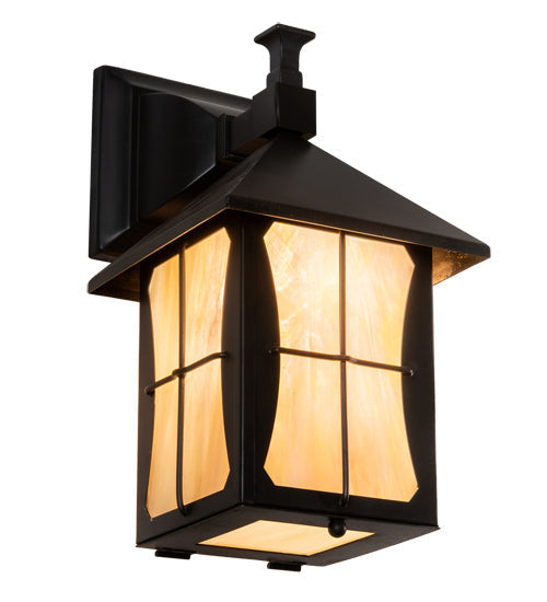Meyda Lighting Pelham Manor 6" Craftsman Brown Wall Sconce With Beige Iridescent Shade Glass