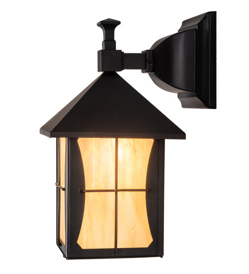 Meyda Lighting Pelham Manor 6" Craftsman Brown Wall Sconce With Beige Iridescent Shade Glass