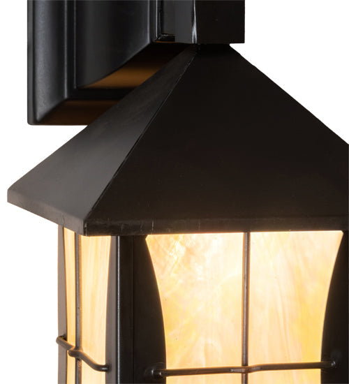 Meyda Lighting Pelham Manor 6" Craftsman Brown Wall Sconce With Beige Iridescent Shade Glass