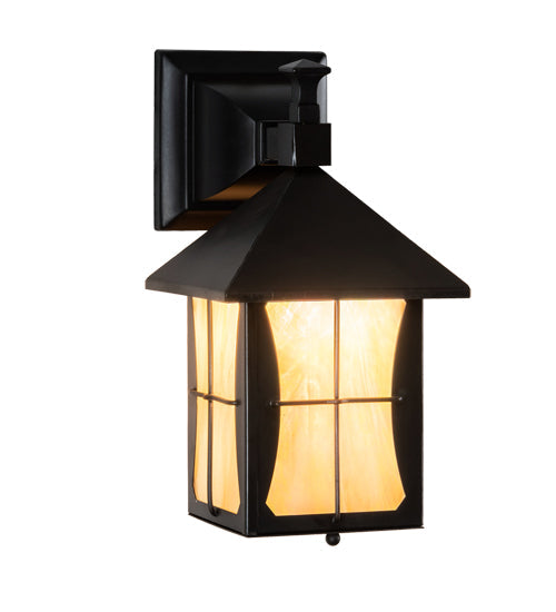 Meyda Lighting Pelham Manor 6" Craftsman Brown Wall Sconce With Beige Iridescent Shade Glass