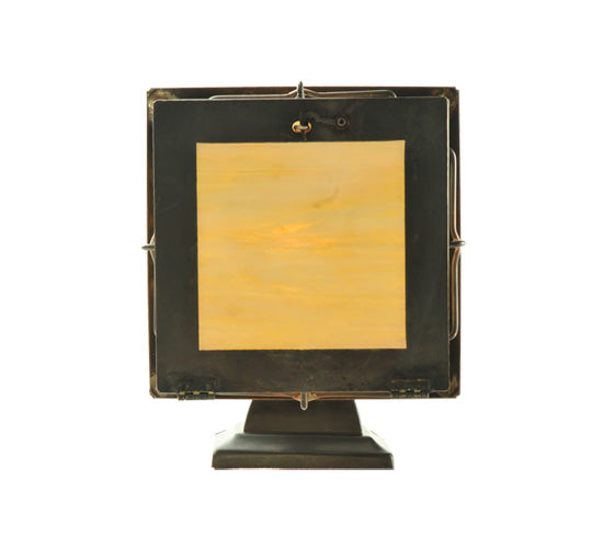 Meyda Lighting Pelham Manor 8" Craftsman Brown Wall Sconce With Beige Iridescent Shade Glass
