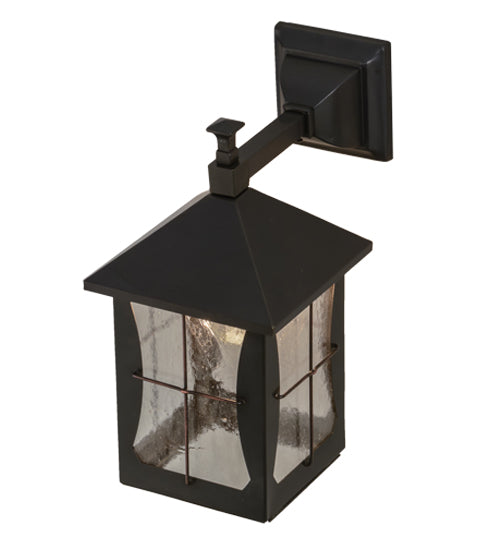 Meyda Lighting Pelham Manor 8" Craftsman Brown Wall Sconce With Clear Seeded Shade Glass