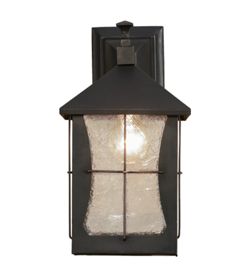 Meyda Lighting Pelham Manor 8" Craftsman Brown Wall Sconce With Clear Seeded Shade Glass
