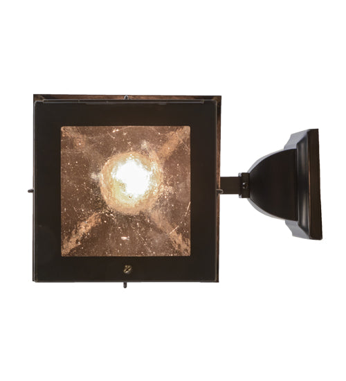 Meyda Lighting Pelham Manor 8" Craftsman Brown Wall Sconce With Clear Seeded Shade Glass