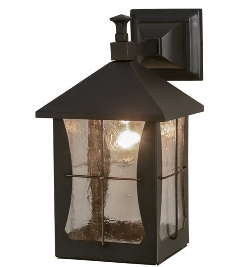 Meyda Lighting Pelham Manor 8" Craftsman Brown Wall Sconce With Clear Seeded Shade Glass