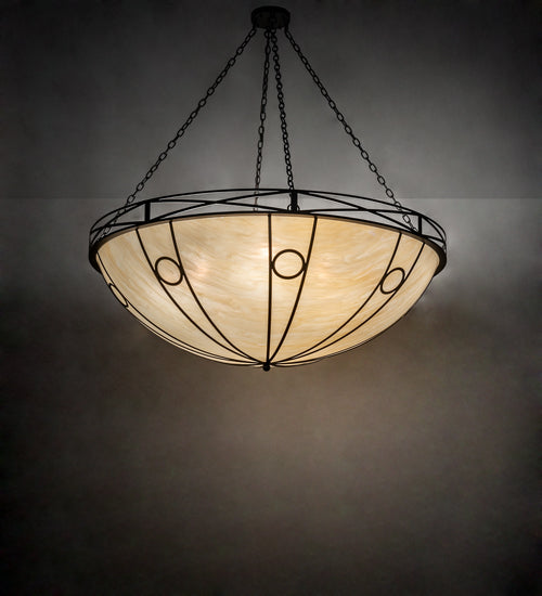 Meyda Lighting Pelican Bay 60" 8-Light Old Wrought Iron Inverted Pendant Light With Sahara Taupe Idalight Shade