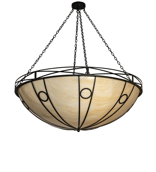 Meyda Lighting Pelican Bay 60" 8-Light Old Wrought Iron Inverted Pendant Light With Sahara Taupe Idalight Shade