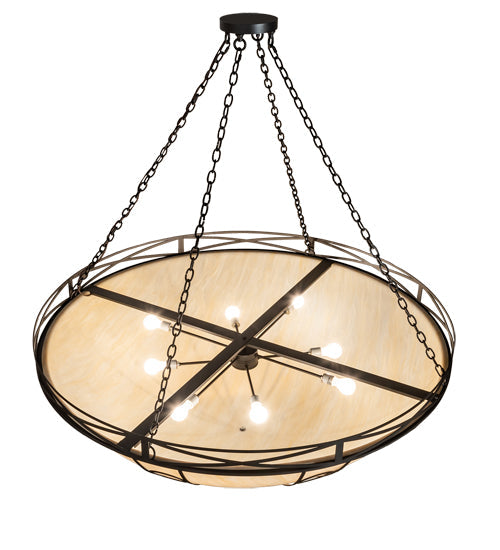 Meyda Lighting Pelican Bay 60" 8-Light Old Wrought Iron Inverted Pendant Light With Sahara Taupe Idalight Shade