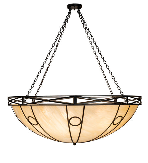 Meyda Lighting Pelican Bay 60" 8-Light Old Wrought Iron Inverted Pendant Light With Sahara Taupe Idalight Shade