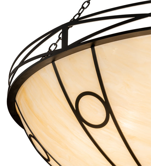 Meyda Lighting Pelican Bay 60" 8-Light Old Wrought Iron Inverted Pendant Light With Sahara Taupe Idalight Shade