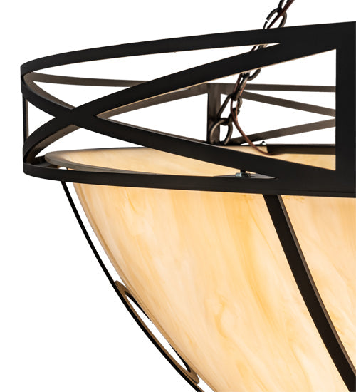 Meyda Lighting Pelican Bay 60" 8-Light Old Wrought Iron Inverted Pendant Light With Sahara Taupe Idalight Shade