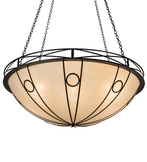 Meyda Lighting Pelican Bay 60" 8-Light Solar Black Inverted Pendant Light With Beige Sahara Taupe Idalight Shade Glass