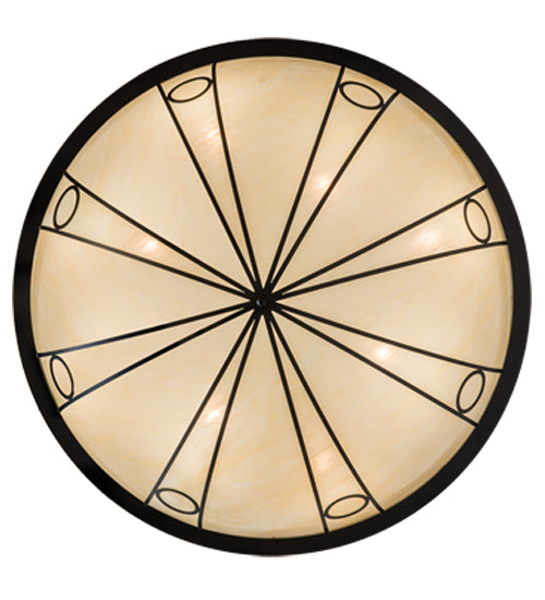 Meyda Lighting Pelican Bay 60" 8-Light Solar Black Inverted Pendant Light With Beige Sahara Taupe Idalight Shade Glass