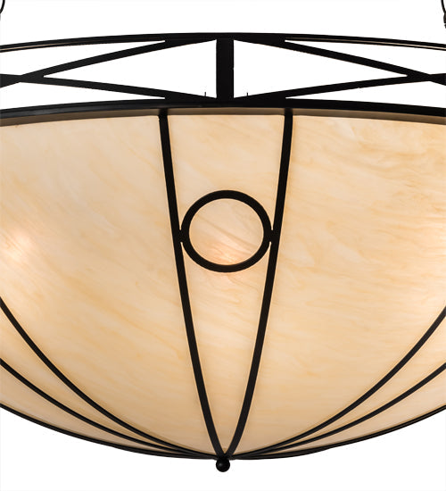 Meyda Lighting Pelican Bay 60" 8-Light Solar Black Inverted Pendant Light With Beige Sahara Taupe Idalight Shade Glass