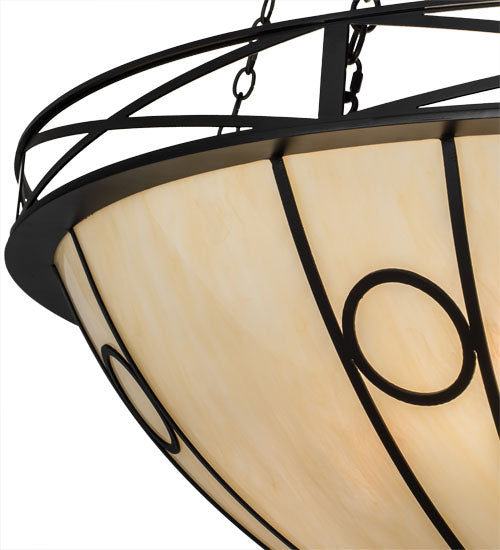Meyda Lighting Pelican Bay 60" 8-Light Solar Black Inverted Pendant Light With Beige Sahara Taupe Idalight Shade Glass