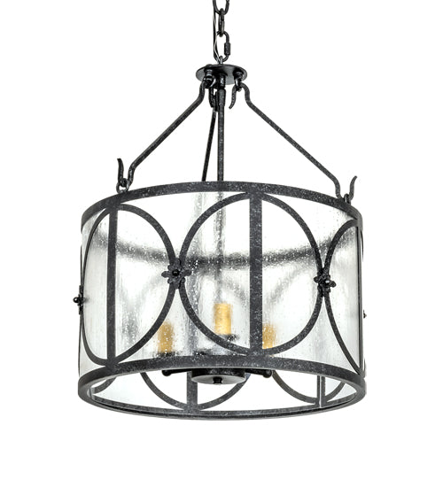 Meyda Lighting Penelope 16" 3-Light Gun Metal Pendant Light With Clear Rainstone Idalight Shade