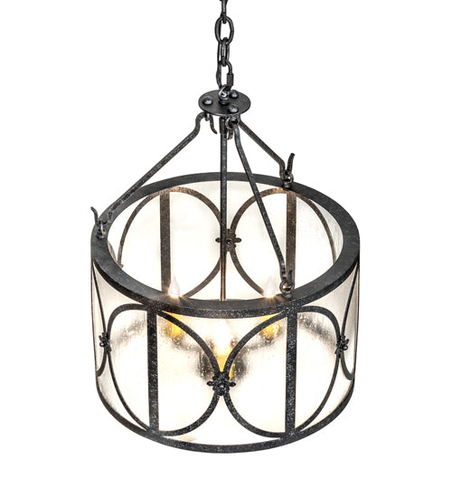 Meyda Lighting Penelope 16" 3-Light Gun Metal Pendant Light With Clear Rainstone Idalight Shade