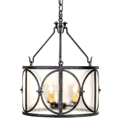 Meyda Lighting Penelope 16" 3-Light Gun Metal Pendant Light With Clear Rainstone Idalight Shade