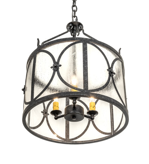 Meyda Lighting Penelope 16" 3-Light Gun Metal Pendant Light With Clear Rainstone Idalight Shade