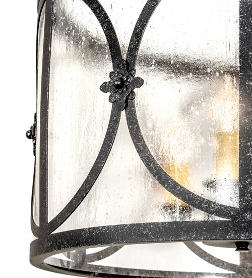 Meyda Lighting Penelope 16" 3-Light Gun Metal Pendant Light With Clear Rainstone Idalight Shade