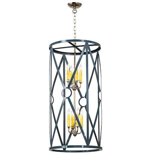 Meyda Lighting Penelope 18" 8-Light Polish Nickel Pendant Light With Amber Faux Candlelight