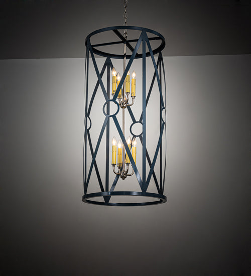 Meyda Lighting Penelope 18" 8-Light Polish Nickel Pendant Light With Amber Faux Candlelight