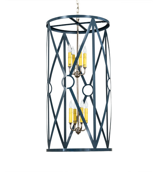 Meyda Lighting Penelope 18" 8-Light Polish Nickel Pendant Light With Amber Faux Candlelight