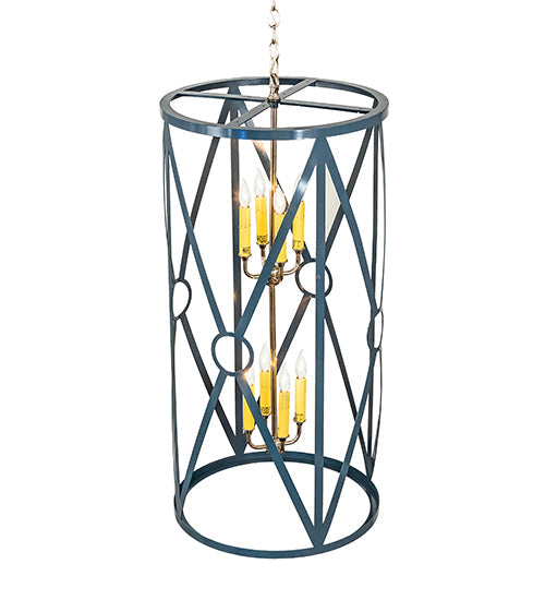 Meyda Lighting Penelope 18" 8-Light Polish Nickel Pendant Light With Amber Faux Candlelight