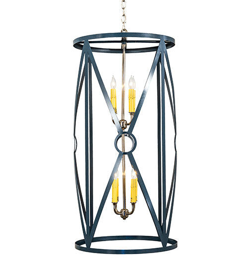 Meyda Lighting Penelope 18" 8-Light Polish Nickel Pendant Light With Amber Faux Candlelight