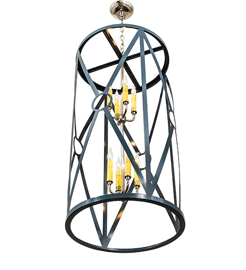 Meyda Lighting Penelope 18" 8-Light Polish Nickel Pendant Light With Amber Faux Candlelight