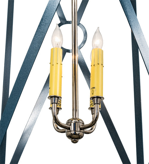 Meyda Lighting Penelope 18" 8-Light Polish Nickel Pendant Light With Amber Faux Candlelight