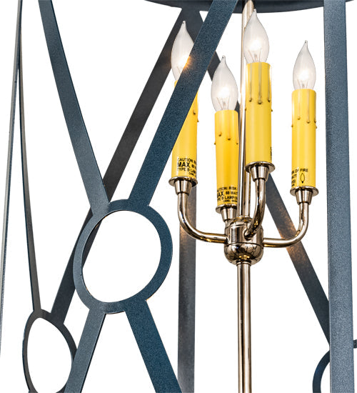 Meyda Lighting Penelope 18" 8-Light Polish Nickel Pendant Light With Amber Faux Candlelight