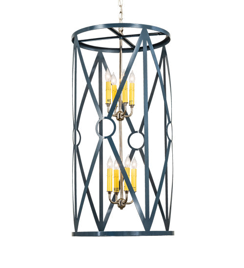 Meyda Lighting Penelope 18" 8-Light Polish Nickel Pendant Light With Amber Faux Candlelight