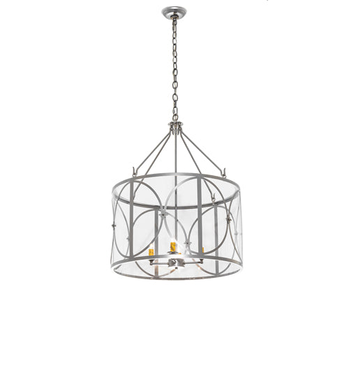 Meyda Lighting Penelope 24" 4-Light Nickel Powdercoat Pendant Light With Clear Crystal Idalight Shade