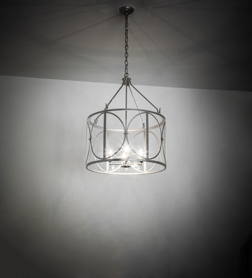 Meyda Lighting Penelope 24" 4-Light Nickel Powdercoat Pendant Light With Clear Crystal Idalight Shade
