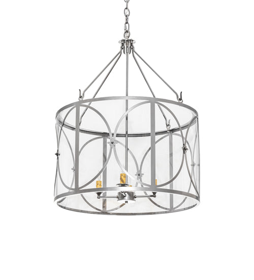 Meyda Lighting Penelope 24" 4-Light Nickel Powdercoat Pendant Light With Clear Crystal Idalight Shade